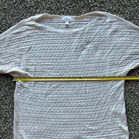 Soft White Cable Knit Sweater, Womens Medium Cozy Market & Spruce Knit Pullover - Picture 5 of 6
